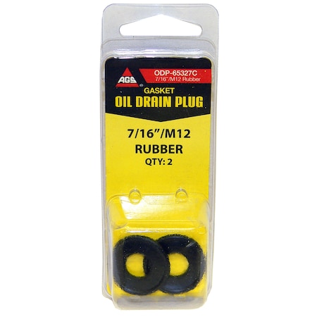 Ags Oil Drain Plug Gasket Rubber 7/16"/M12, 2 per Card ODP-65327C